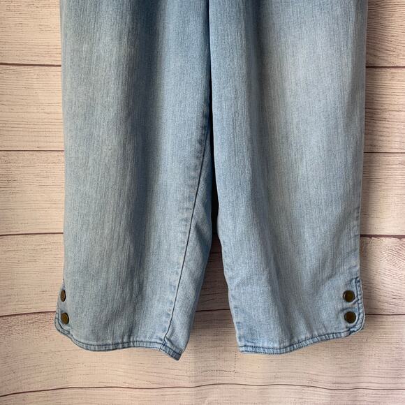 Allison Daley Retro Denim Jean Capris Pull On Button Detail Legs Size 6 Petite - Picture 3 of 16